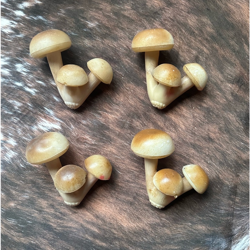 Vintage plastic mushrooms decor